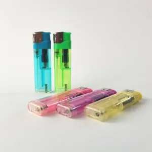 투명 사용자 정의 로고 도매 다채로운 리필 전자 부탄 가스 라이터