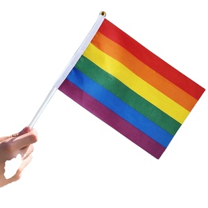 Produit promotionnel, vente chaude, fourniture directe d'usine, vente en gros, drapeau à main miniature en polyester pas cher, arc-en-ciel - Product Image 6