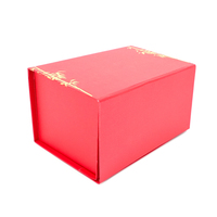 Boîte rigide pliable magnétique rouge tout-en-un avec logo personnalisé en feuille métallisée, emballage cadeau rouge mat pour les cadeaux de mariage
