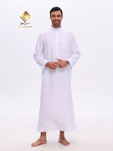 AL HARAMAIN <b>Men's</b> Arabic <b>Thobe</b> - Soft Long Sleeve Prayer Robe with Stand Collar, Loose Fit & Machine Washable - Product Image 4
