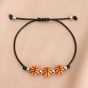 Sport Stijl Verstelbare Inspirerende Basketbal Rugby Volleybal Gevlochten Touw Armband Charme Voetbal Armbanden Voor Koppels