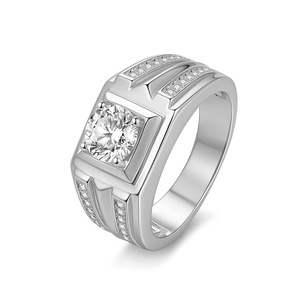 Men Wide Bezel Set Solitaire Moissanite <b>Ring</b> S925 Sterling Silver Male Wedding Promise Band Fashion <b>Finger</b> Jewelry Gift - Product Image 2