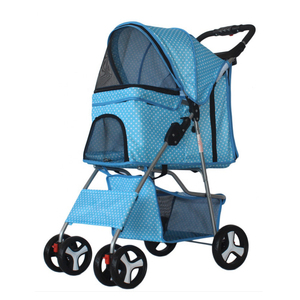 Chariot pour <span class=keywords><strong>chien</strong></span>, <span class=keywords><strong>poussette</strong></span> pliable à quatre roues, facile et pratique, en Stock, accessoire de voyage en plein air, cinq couleurs - Product Image 3
