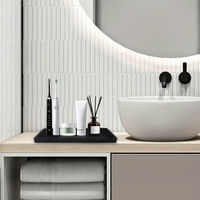 Plateau de rangement de salle de bain en silicone carré, petit/grand, design créatif, avec couche 1, installation sans perçage, rangement amovible