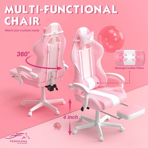 Elegante Silla de Computadora para Mujer, Silla de Juego Rosa con Alfombrilla de Ratón LED Gratis, Silla de Juego Rosa con Reposapiés - Product Image 5