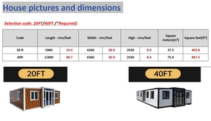บ้านสำเร็จรูปแบบขยายได้ 3 4 5 ห้องนอน บ้านพับได้ บ้านคอนเทนเนอร์สำนักงานขนาด 20 ฟุต แบบพับได้ - Product Image 2