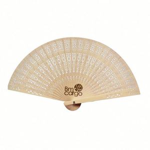 Abanico de Papel de Bambú Blanco de 21 cm Pintado a Mano con Borla para Recuerdos de Boda y Promociones - Product Image 6