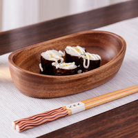 Bol en bois de noyer en forme de bateau pour légumes, bols à sushi en bois, assiettes à dessert et à fruits artisanales, vaisselle de table, saladier