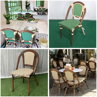 Chaise Empilable de Restaurant et Bistrot en Rotin Français pour Jardin, Terrasse et Extérieur, Style Parisien en Bambou