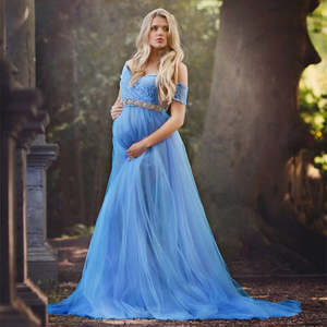 Vestido de maternidad sexy para sesiones de <span class=keywords><strong>fotos</strong></span> lindos vestidos de mujeres embarazadas accesorios de fotografía vestido de embarazo de gasa - Product Image 3