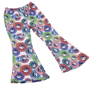 Wholesale New Boutique Baby <b>Girl</b> Valentine's Day Printing Knitted Ruffle Hem <b>Flared</b> Waterproof Breathable Full Length Bell Pants - Product Image 1