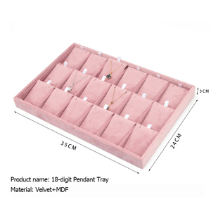 Atacado Expositor de Joias em Veludo Rosa para Brincos, Colares, Anéis e Pulseiras, Acessórios para Vitrines, Bandeja Porta-Joias - Product Image 6
