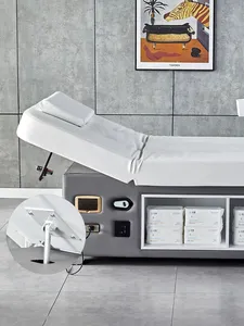Yeni tasarım güzellik salonu mobilyası CE 3 Motor ahşap Spa termal masaj masa elektrikli yüz güzellik yatağı büyük depolama ile