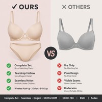Ensemble de soutien-gorge sans couture, soutien-gorge push-up sans armatures et ensemble de soutien-gorge grande taille avec détails boutonnés, bretelles respirantes et réglables