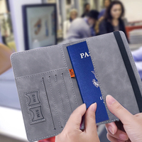 Dompet Pria Fashion Kustom - Penutup Paspor Kulit PU dengan Tempat Kartu dan Slot Tiket, Anti RFID untuk Perjalanan Aman