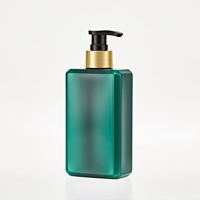Dunkelgrüne Quadratische Haustier-Pumpflasche mit Goldring Leerer Nachfüllbarer Behälter für Shampoo Duschgel