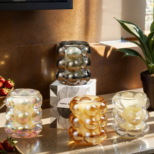 Miệng thổi chịu Nhiệt Thủy Tinh rỗng bong bóng Cốc nến tròn Jar với vòng lớn lên Vòng Tròn lõi sinh nhật và quà tặng kỳ nghỉ - Product Image 4