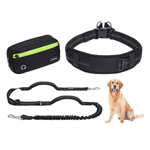 C07 Hot Selling Reflective Hands-Free <b>Dog</b> <b>Leash</b> Waist Belt Pouch Shock-Absorbing Bungee Lead Nylon Solid Padded for - Product Image 1