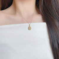 Pendentif goutte d'eau rétro pavé de diamants en or jaune 18 carats, diamant de laboratoire, bijoux exquis et nobles faits à la main, ensembles de bijoux en or massif