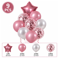 Ensemble de ballons pour centre de table de fête d'anniversaire, ballons en latex avec confettis et ballons en feuille d'aluminium en forme d'étoile et de cœur pour photos