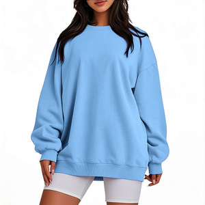 <span class=keywords><strong>Felpa</strong></span> da <span class=keywords><strong>Donna</strong></span> 100% Cotone Autunno Inverno, Girocollo Tinta Unita, Pullover Casual Sportivo Basico - Product Image 1