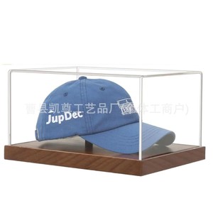 Wooden baseball cap storage box, transparent <b>hat</b> display box, acrylic baseball cap display <b>stand</b>, collectible figurine box - Product Image 4