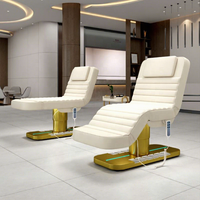 Table de massage électrique incurvée en cuir blanc personnalisable pour salon de beauté, lit de soin facial et cils avec 3 moteurs