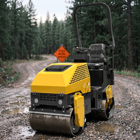 Livraison gratuite, état neuf, rouleau compresseur vibrant à double tambour de 1 tonne et 1,5 tonne pour la pose d'asphalte et la construction municipale