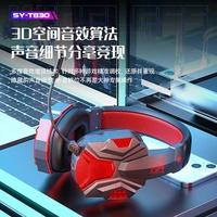 Headset Gaming Berkabel untuk Rekaman Game Youtube, Mikrofon Peredam Kebisingan, LED Biru Keren, Headphone Merchandise Populer