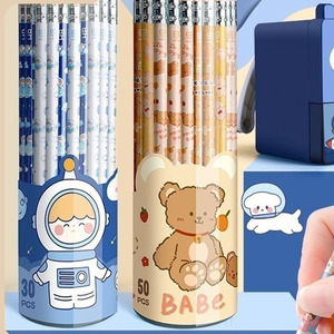 Khuyến mại bán buôn 30pcs/50pcs phim hoạt hình in cá nhân bút chì HB bút chì bằng gỗ với tẩy Bộ - Product Image 6