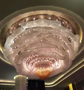 Lustre led moderne hall d'hôtel Antique <span class=keywords><strong>rose</strong></span> fleur hôtel grand lustre de projet de maille de cristal k9 - Product Image 1