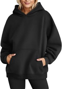 Sweat-shirt à capuche oversize à manches longues, couleur unie, pour l'automne et l'hiver, sweat-shirt lourd en tissu éponge français avec poche - Product Image 2