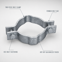 Collier de serrage en acier galvanisé anticorrosion, collier de support en deux parties pour montage de conduites sur poteaux utilitaires