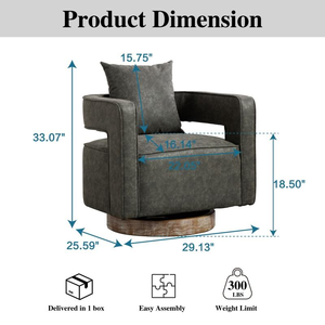 Fauteuil pivotant moderne en tissu doux avec dossier ouvert et housse amovible, confortable pour chambre, salon, hôtel, bureau - Product Image 2