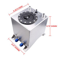 Nouveau réservoir de carburant universel en aluminium 10L (2,5 gal) pour course de drift, avec capteur de niveau de carburant, bouchon à dégagement rapide, support de montage et finition poli miroir