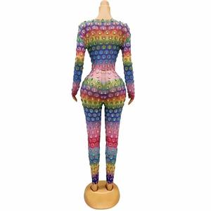 Conjunto <span class=keywords><strong>de</strong></span> 2 Piezas para Mujer, Top Transparente con Pedrería Grande y Colorida, Pantalones, Vestidos para Baile, Actuaciones, Fiestas <span class=keywords><strong>de</strong></span> Cumpleaños - Product Image 2