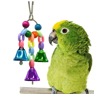 Pappagallo giocattoli uccello acrilico masticare giocattolo perline campana appeso stringa pappagallo mano artiglio piede animali domestici giocattoli e accessori per gabbia per uccelli