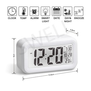 Reloj Despertador con pantalla <span class=keywords><strong>LCD</strong></span> Digital para decoración del hogar moderno, Sensor de luz inteligente con función de repetición, alimentado por batería, hecho de plástico - Product Image 3