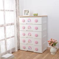 Nouvelle armoire de rangement en plastique moulé par injection à 5 couches avec plateau en MDF et tiroir en ABS pour vêtements de salon