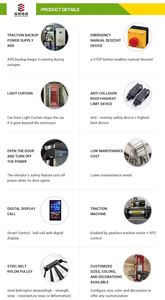 Ascensor Panorámico para Exteriores, Uso <span class=keywords><strong>Doméstico</strong></span>, Precio de Fábrica, para 4 a 6 Personas, 800 kg, Ascensor Comercial para Hoteles y Hospitales - Product Image 4