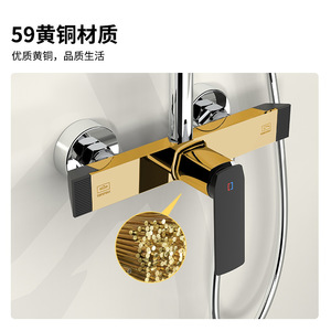Minimalist Square Shower System With Pressurized Head Set Wall <b>Mounted</b> Complete Bathroom Kit - Product Image 3