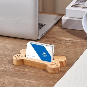 ที่ใส่นามบัตรไม้เนื้อแข็งรูปกระดูกดีไซน์การ์ตูนออแกไนเซอร์โต๊ะทำงาน - Product Image 1