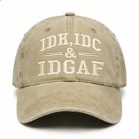 Gorra de Béisbol Vintage Lavada con Bordado 3D, Texto DGAF, Unisex, de Algodón, con Visera Curva, Personalizable, OEM