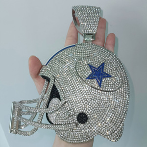 Casco <span class=keywords><strong>de</strong></span> Dallas Hip Hop Collar <span class=keywords><strong>de</strong></span> hombre Cadena <span class=keywords><strong>de</strong></span> fútbol Collar <span class=keywords><strong>de</strong></span> diamantes <span class=keywords><strong>de</strong></span> imitación blancos Joyería deportiva - Product Image 4