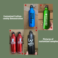 Bouteille d'eau sport en aluminium personnalisée avec nom imprimé, sans BPA, 500 ml, avec logo, compatible eau bouillante, 750 ml