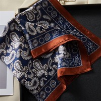 Selendang Sutra Mewah Motif Paisley untuk Wanita, Syal Satin Elegan, Selendang Custom Logo untuk Aksesori Fashion Wanita