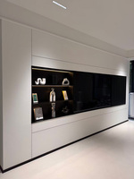 Solution complète pour la maison : Meuble mural TV moderne en bois écologique avec éclairage LED et rangement