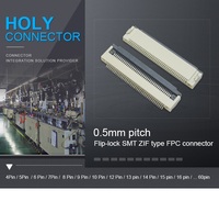Connecteurs plats flexibles FPC FFC en gros, SMD SMT ZIF, type bascule, contact inférieur, pas de 0,3 mm, 0,5 mm, 1,0 mm, 4 à 60 broches pour carte PCB