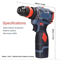 Mini perceuse sans fil 21V à batterie lithium, moteur sans balais, mandrin auto-serrant 1/2, couple max. 30 Nm, 1350 tr/min, pour la construction industrielle