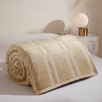Couverture Polaire Sherpa Double Couche Bleu Marine à Carreaux OEM ODM, Plaid Doux en Flanelle Polaire pour Canapé et Lit, Anti-acariens, Moderne, Hiver, 100% Coton